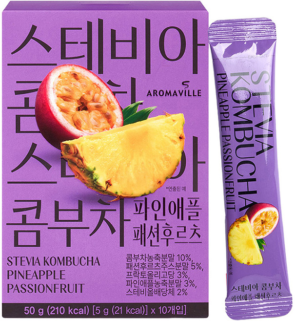 스테비아 콤부차 파인애플 패션후르츠, 5g, 1개, 10개입