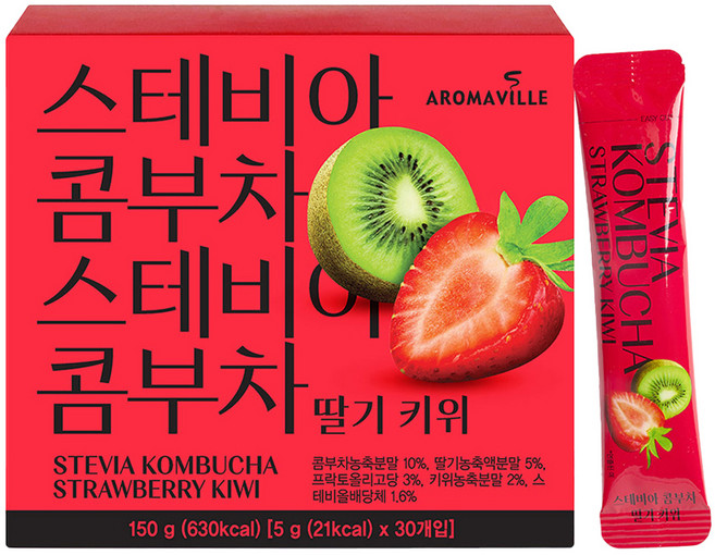 아로마빌 스테비아 콤부차 딸기 키위, 5g, 1개, 30개입