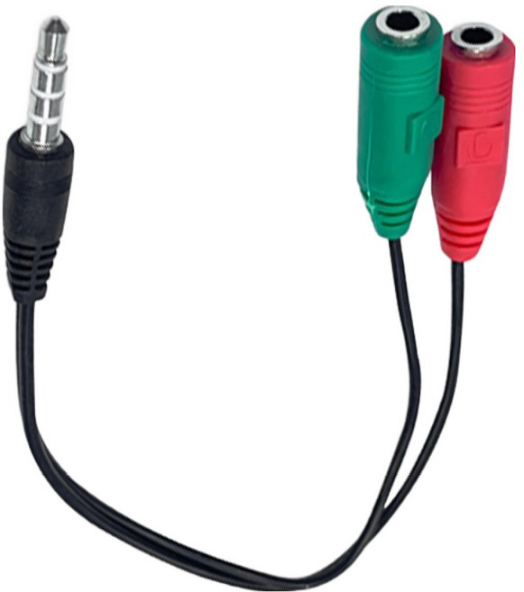 i-gota 愛購它 電腦用耳麥轉3.5手機插孔轉接器 20cm (兩母轉一公) V-100A, 黑色, 1入