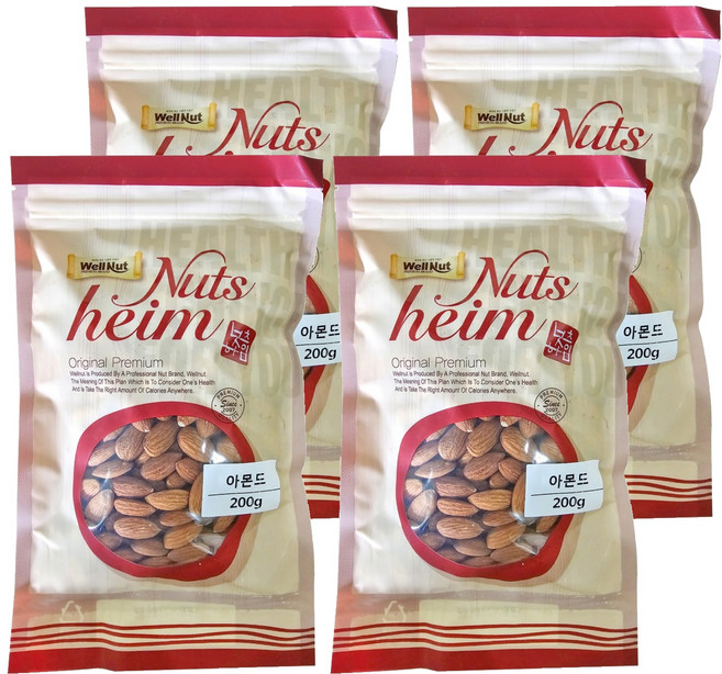 웰넛 자연두레 생아몬드, 200g, 4개