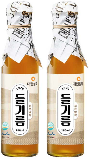 대현상회 저온압착 들기름, 180ml, 2개