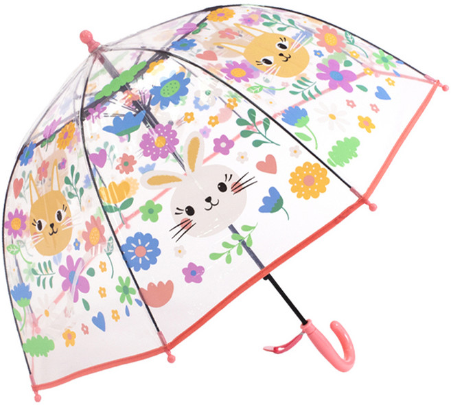 키즈스퀘어 아동용 투명 돔형 우산 토끼