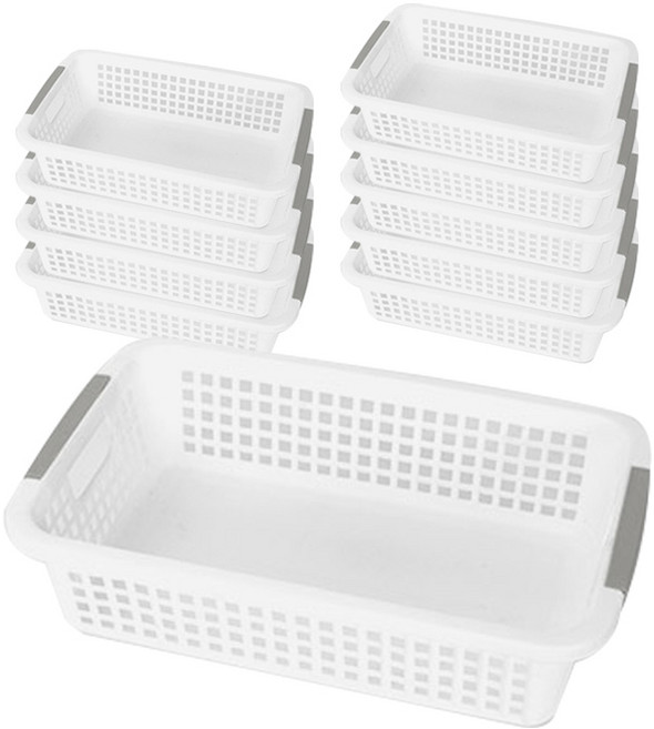 데코 다용도 직사각 바구니, 화이트, 10개