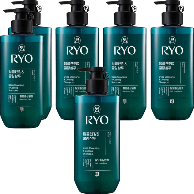 려 청아 딥 클렌징 앤 쿨링 탈모증상완화 샴푸 시트러스향, 480ml, 6개