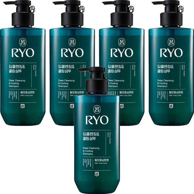 려 청아 딥 클렌징 앤 쿨링 탈모증상완화 샴푸 시트러스향, 480ml, 5개