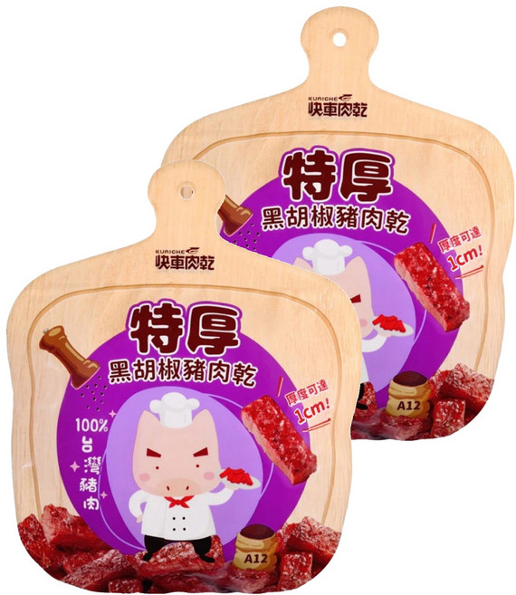 快車肉乾 特厚黑胡椒豬肉乾 A12, 200g, 2包