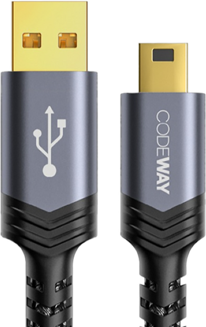 CODEWAY USB A 轉 Mini 5-pin 外接硬碟傳輸線, 0.3m, 黑色, 1條