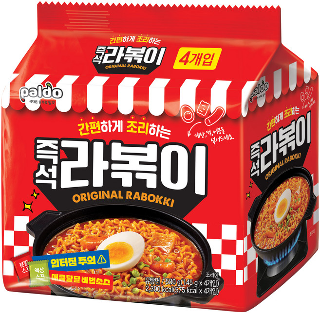 팔도 라볶이 봉지라면 145g, 4개