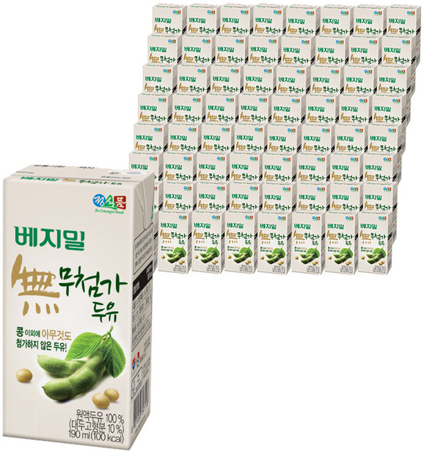 베지밀 무첨가 두유, 190ml, 64개
