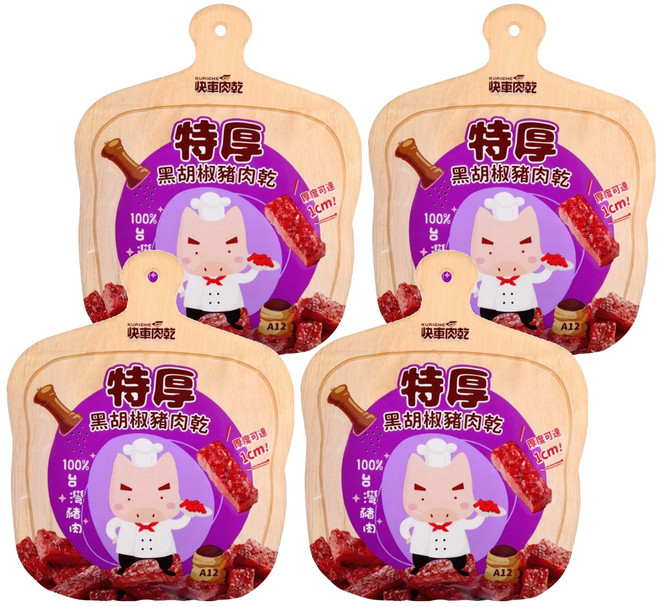 快車肉乾 特厚黑胡椒豬肉乾 A12, 200g, 4包