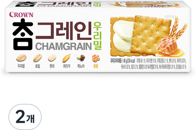 크라운 참그레인 우리밀 과자, 48g, 2개