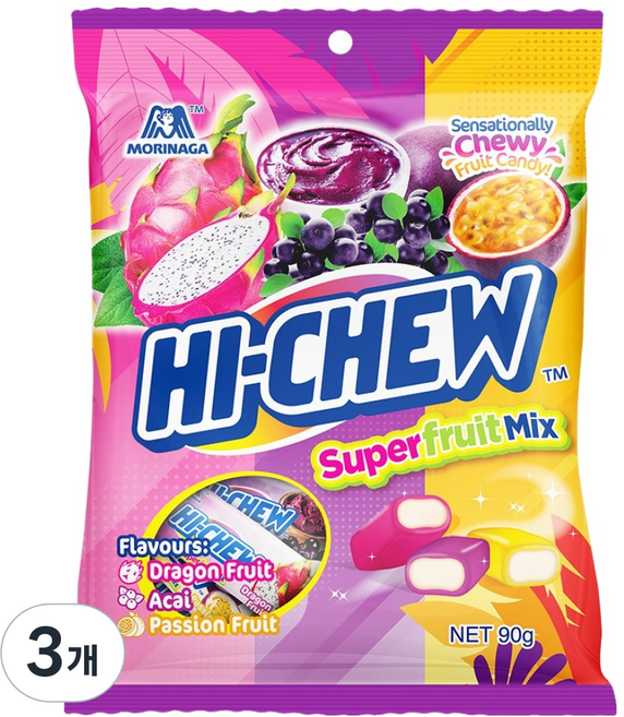 모리나가 하이츄 후르츠 믹스, 90g, 3개