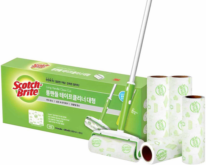스카치브라이트 테이프클리너 롱핸들 + 리필 5p 세트, 1세트