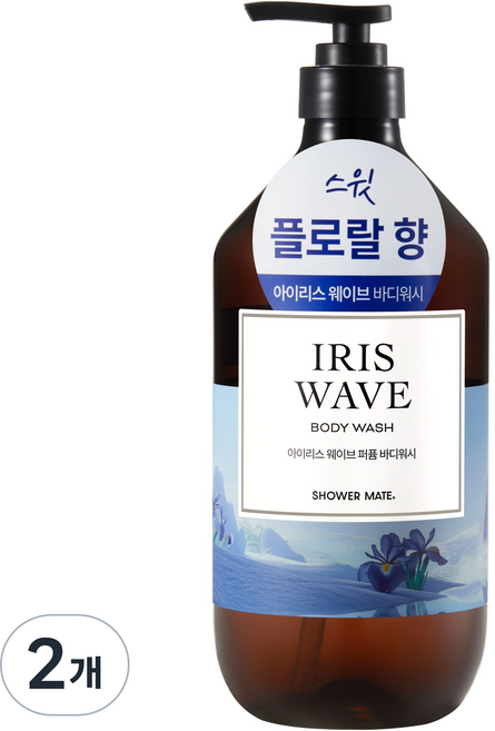 샤워메이트 로얄 모이스처 퍼퓸 블루밍 아이리스 웨이브 바디워시, 1L, 2개