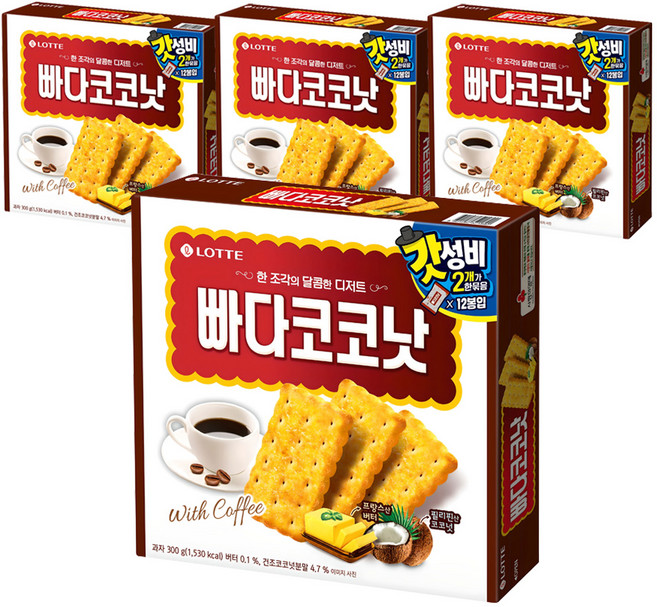 롯데웰푸드 빠다코코낫, 300g, 4개