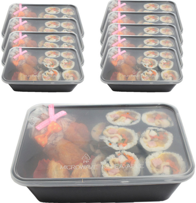 내열 블랙 1칸 사각 용기, 10개입, 1개