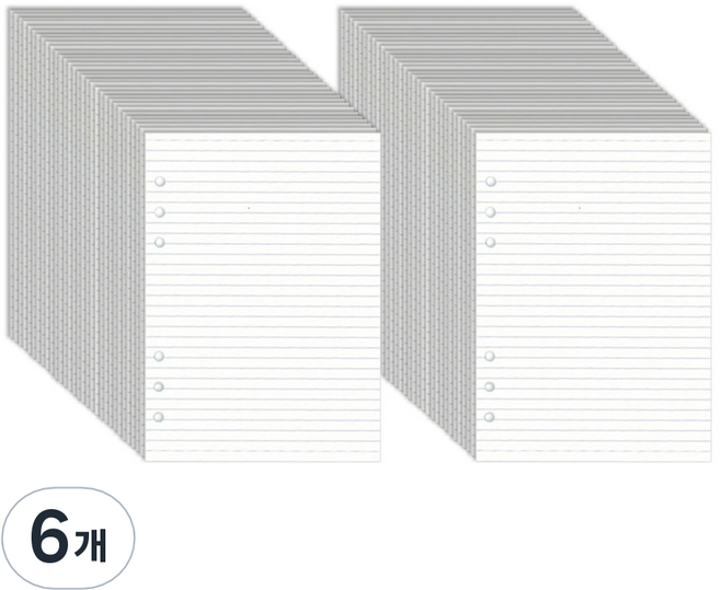 루카랩 A5 6공 네온 365 프리노트 유선 노트 리필속지, 31매, 6개