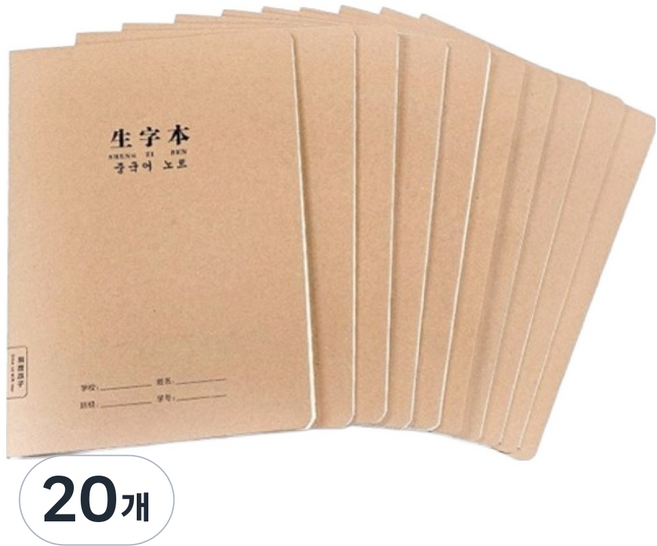 빅마운트앤컴퍼니 가로넘김 양면 한어병음표 중국어 노트 B5, 20개, 미색