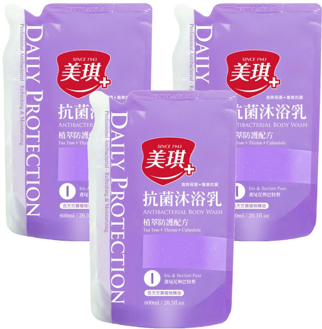 美琪 抗菌沐浴乳補充包 鳶尾花與巴特梨, 600ml, 3包