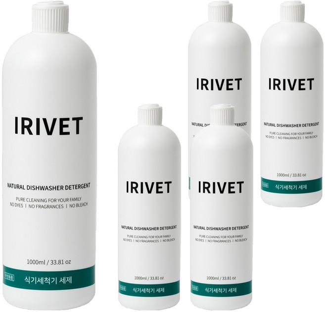 아이리벳 1종 식기세척기 액체 세제, 1L, 5개