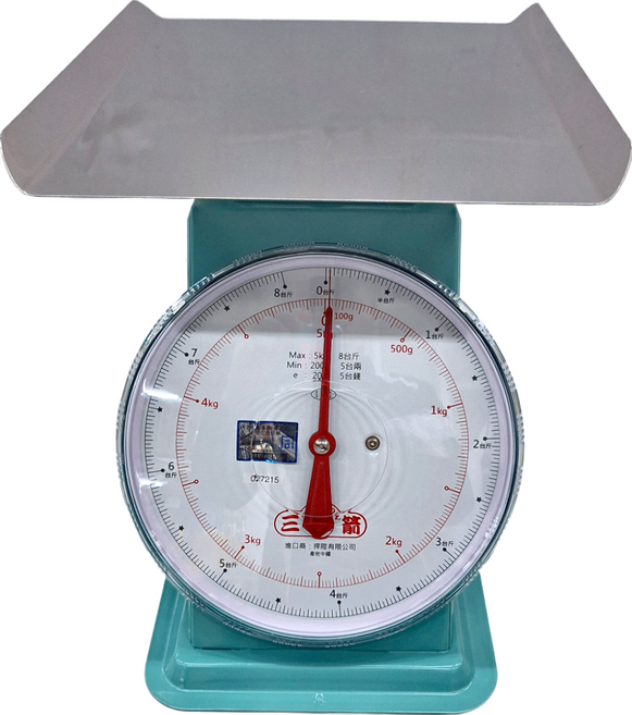 TRIARROW 三箭牌 營業用大型秤 5KG 鋼板烤漆秤身 不鏽鋼秤盤, HI-5020TC, 銀色 + 綠色
