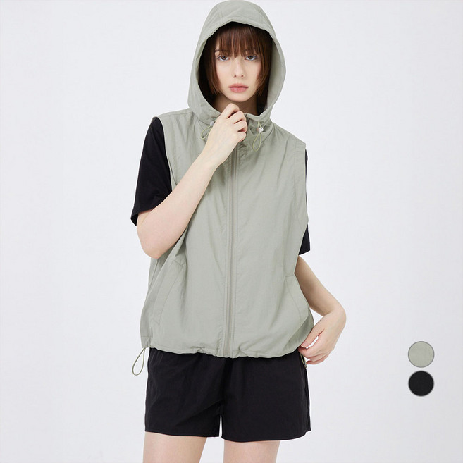 ELLEPARIS 여성용 집업 후드 윈드 베스트