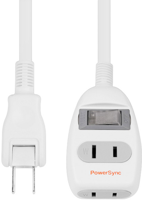 PowerSync 群加 2P 一開二插延長線 T212W920, 白色, 1條, 2m