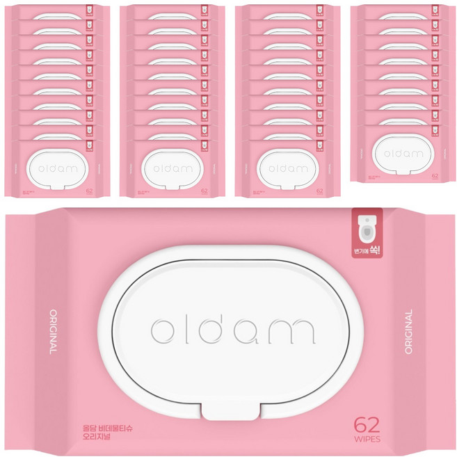 올담 오리지널 비데물티슈 캡형, 70g, 62매, 40개