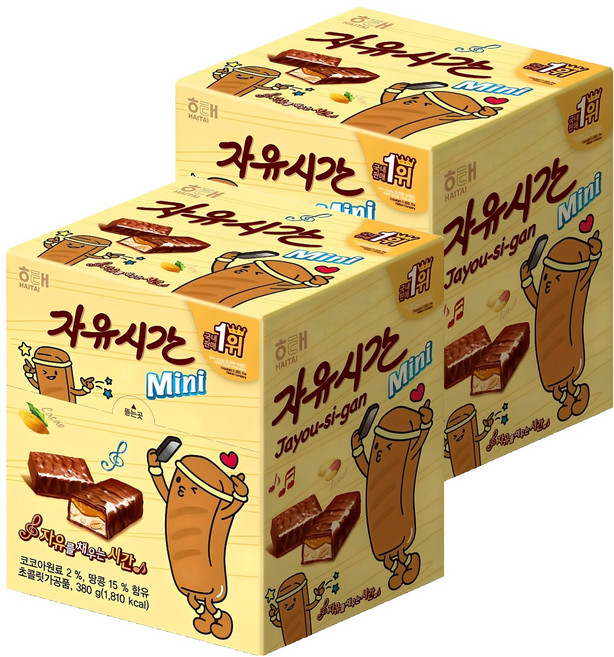 자유시간 미니 초콜릿, 380g, 2개