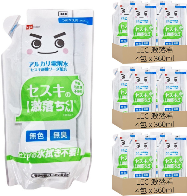 LEC 激落君 倍半碳酸鈉電解水 補充包, 360ml, 12包