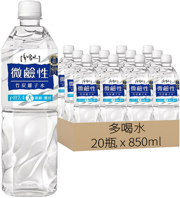 多喝水 微鹼性竹炭離子水, 850ml, 20瓶