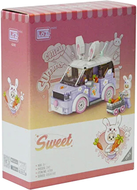 LoZ 微型迷你積木 兔兔蘿蔔車, 多色, 1盒