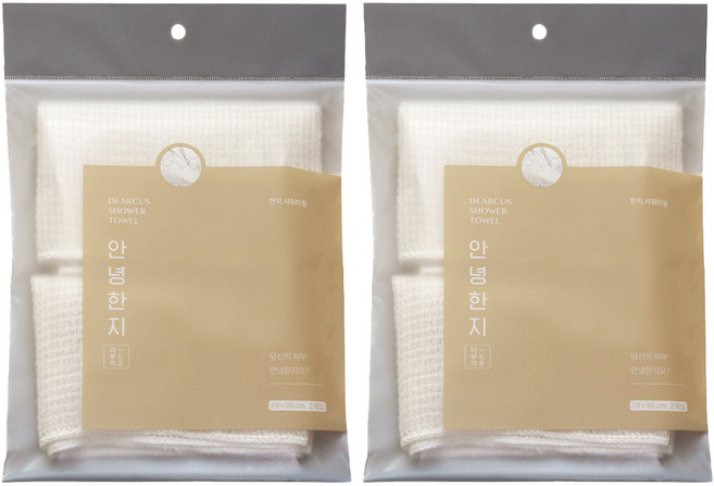 디어커스 더 부드러운 안녕한지 샤워타월, 2개입, 2개