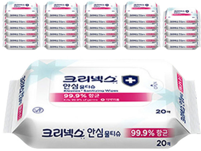 크리넥스 안심 물티슈, 20매, 30개