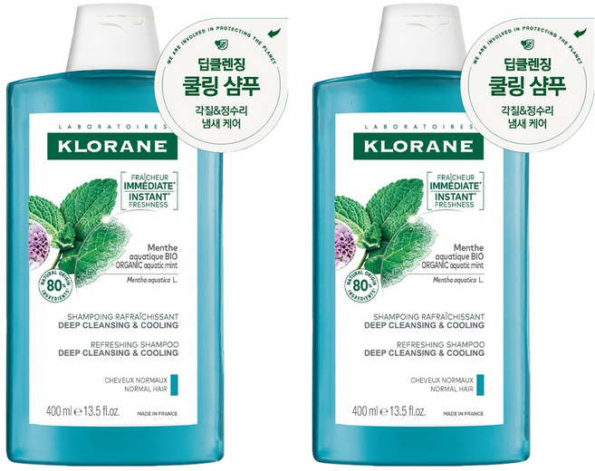 클로란 아쿠아민트 딥클렌징 앤 쿨링 샴푸, 400ml, 2개
