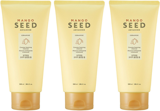 THE FACE SHOP 菲詩小舖 芒果籽絲滑保濕潔面乳, 300ml, 3個