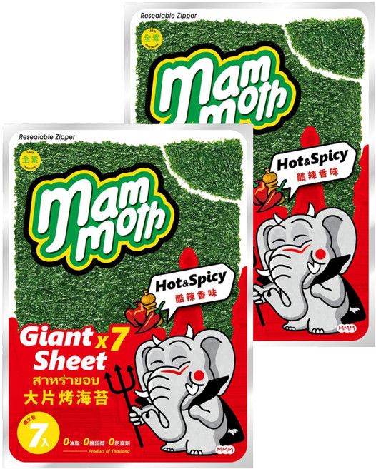 mam moth MM象 泰式烤海苔 酷辣香味, 42g, 2袋