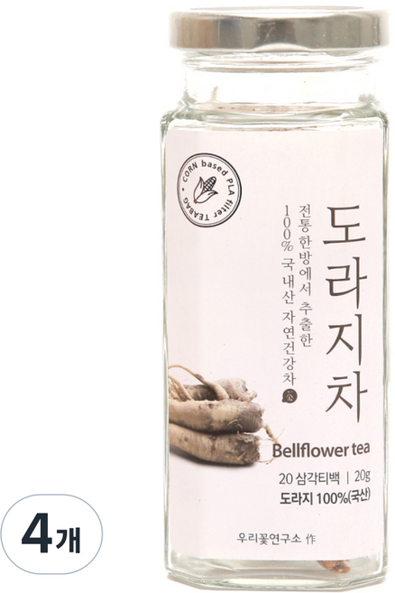 우리꽃연구소 도라지차 삼각티백, 1g, 20개입, 4개