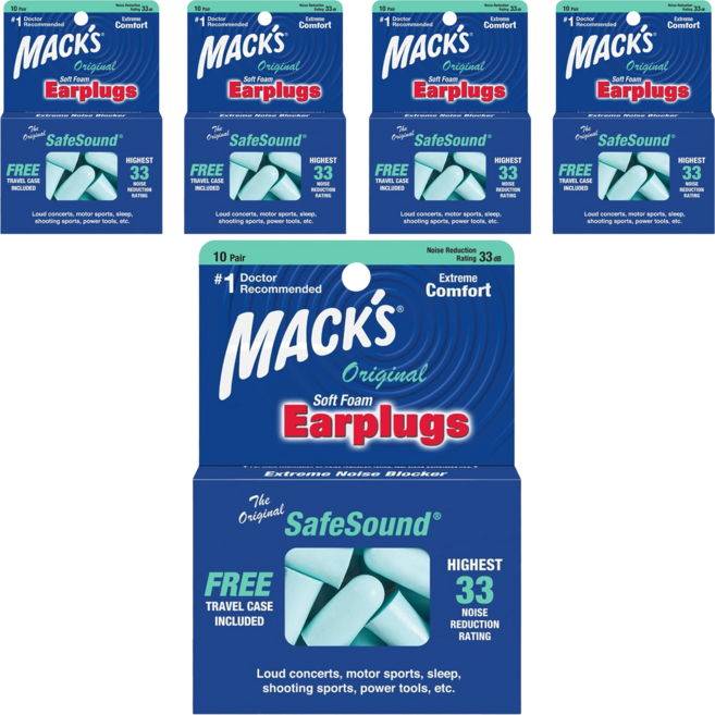 MACK'S 美國 泡棉耳塞 湖藍色, 5組, 10副