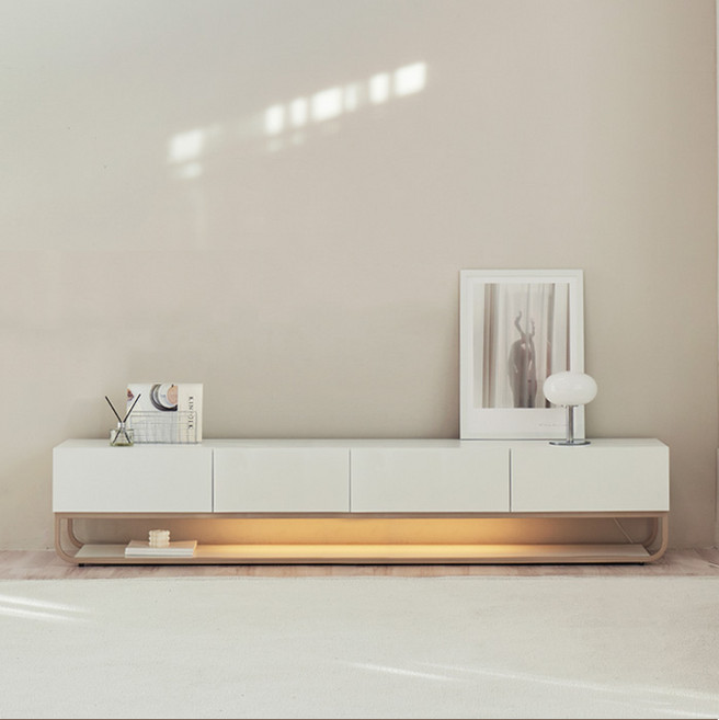 퍼리든 루모스 LED 거실장 방문설치, 화이트 + 골드