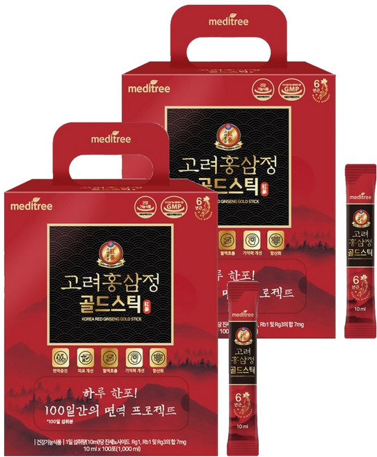 메디트리 고려 홍삼정 골드 스틱 100p, 2개, 1L