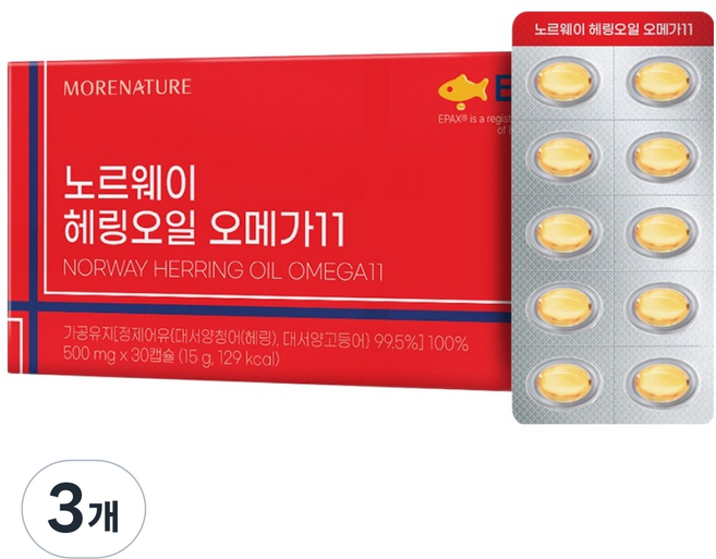 모어네이처 노르웨이 헤링오일 오메가11, 3개, 30정