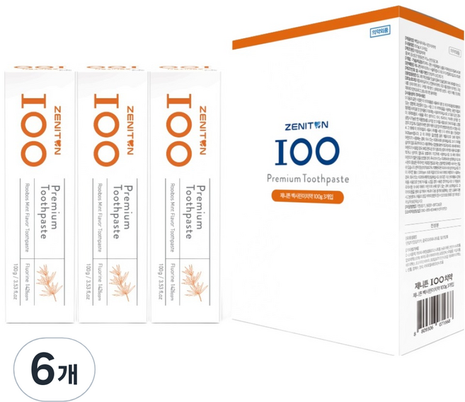 제니튼 백시린이 치약, 100g, 6개