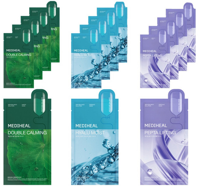 메디힐 더블 카밍 워터 5p + 히알루 모이스트 에센스 5p + 펩타 리프팅 앰플 5p 마스크팩 세트, 15개입, 1세트