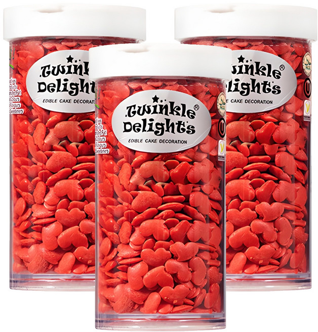 퀄리티스프링클 레드 빅 하트 스프링클, 3개, 70g
