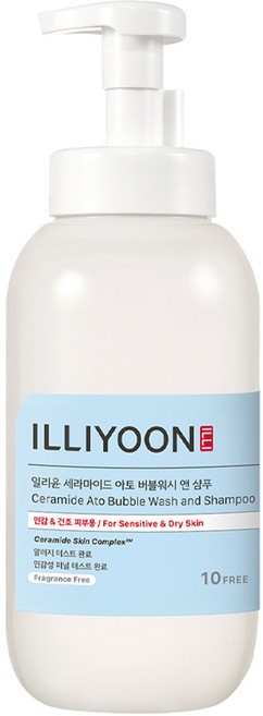 ILLIYOON 一理潤 神經醯胺舒敏泡泡沐浴露&洗髮乳 沐浴乳 無香, 900ml, 1個