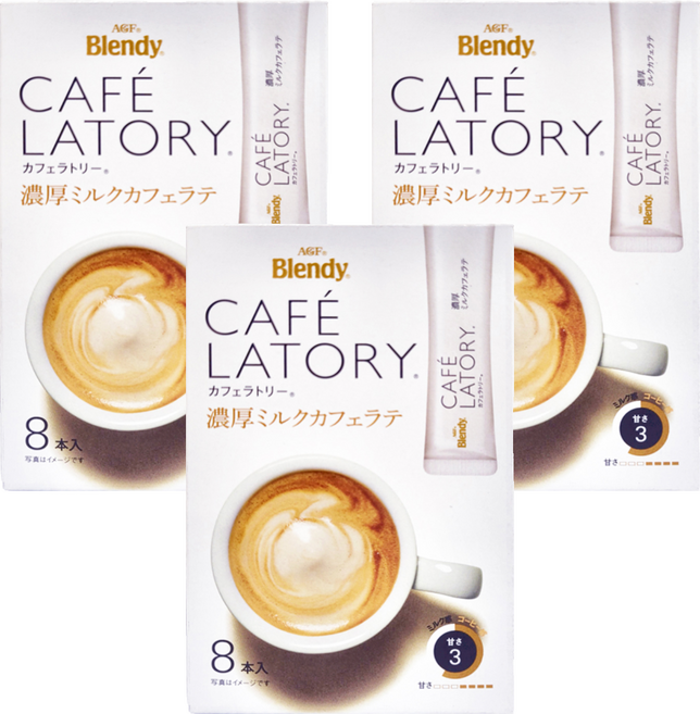 AGF Blendy CAFE LATORY 香濃牛奶咖啡拿鐵, 10.5g, 8包, 3盒