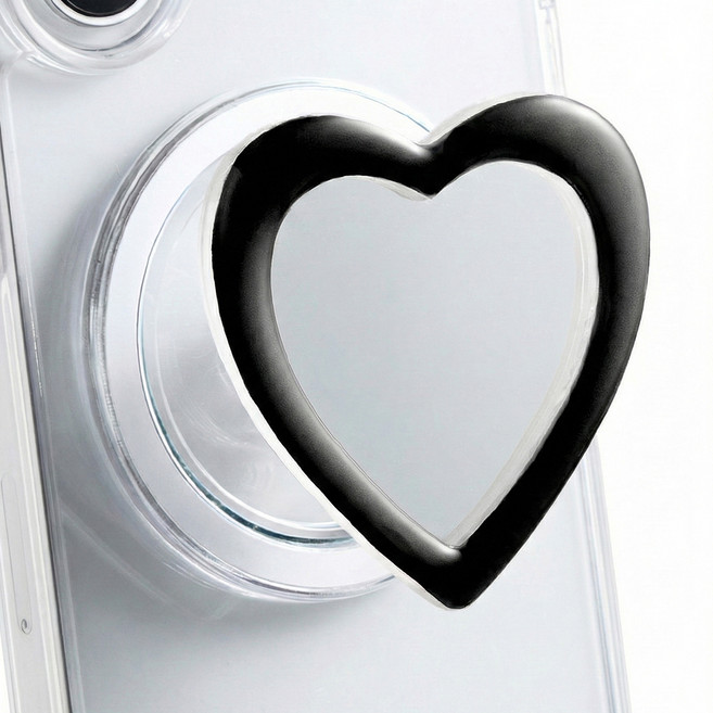 누아트 하트 거울 맥세이프 톡, 블랙, 1개