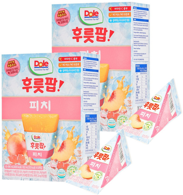 돌 후룻팝 피치 8p, 496ml, 2개