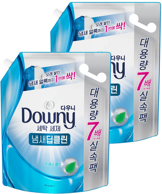 다우니 냄새 딥클린 프레시 클린 액상세제 리필, 3.2L, 2개